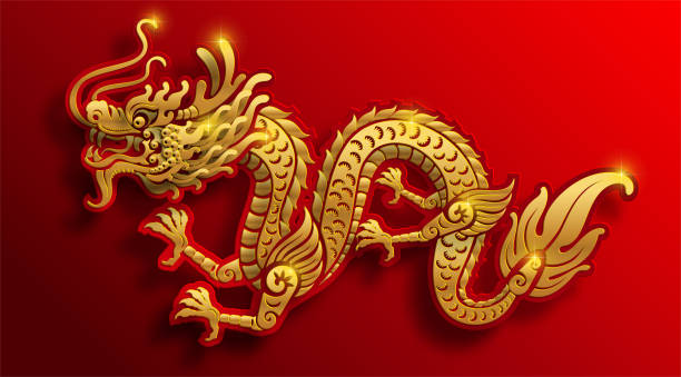 istock China Dragon symbols vector art design paper cut style on color Background. 1366883685