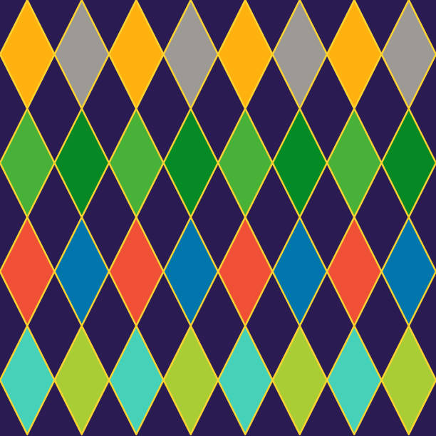 ilustrações de stock, clip art, desenhos animados e ícones de rhombus geometric seamless pattern, diamond check print in colorful. vector illustration. - pattern harlequin jester backgrounds