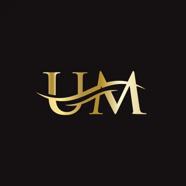 Vector illustration of A Logo vector design. Swoosh letter UM logo design