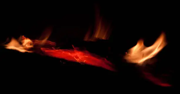 Orange flame of fire burning in woodstove
