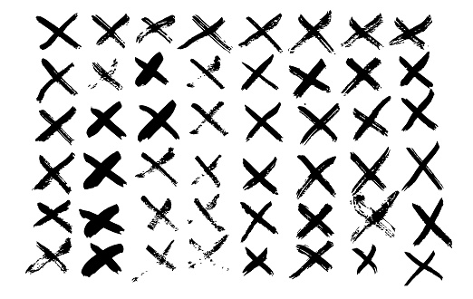 X marks, Hand-draw cross, Letter x brush strokes