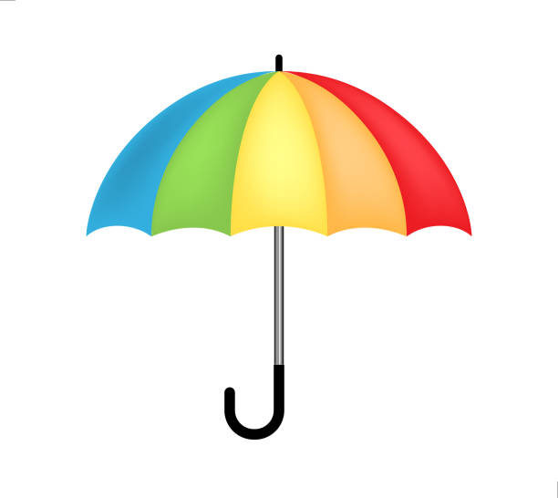 무지개 우산 - umbrella stock illustrations