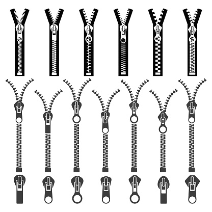 Zippers puller icon set