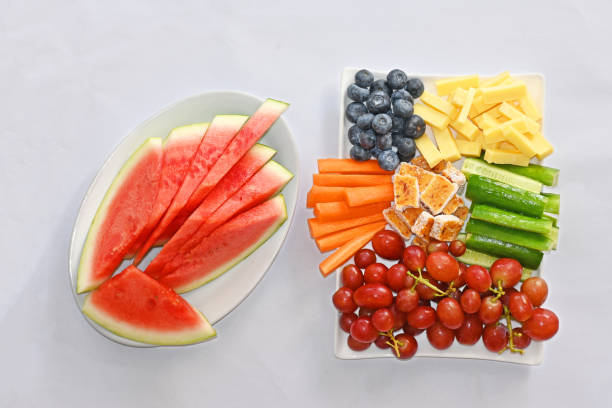 istock Two healthy plates of food 1366899680