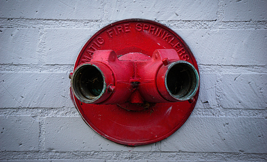Fire department hyrant connectors on building