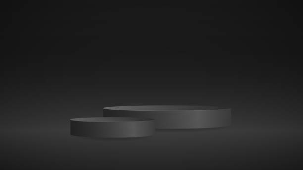 istock Black Podium minimal abstract background , 3D stage podium display product , stand to show cosmetic products ,illustration 3d Vector EPS 10 1366900646