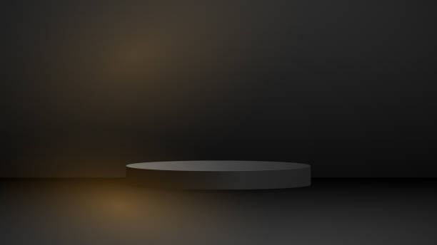 istock Black Podium with sunlight , minimal abstract background , 3D stage podium display product , stand to show cosmetic products ,illustration 3d Vector EPS 10 1366900647