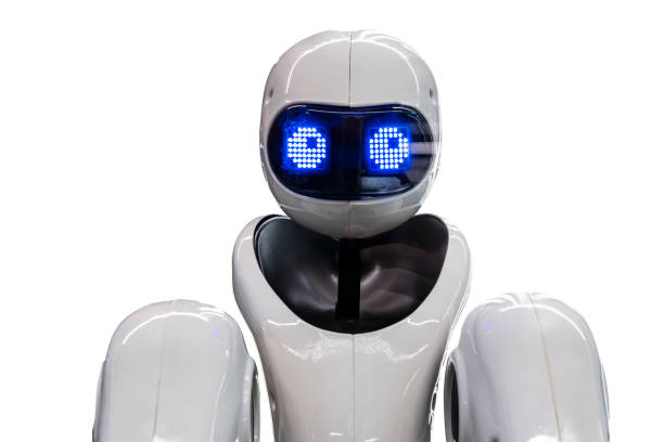 White robot isolated on a white background. industry 4.0 concept.