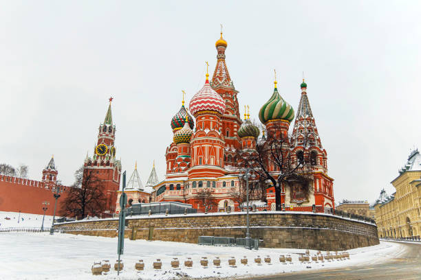 istock Saint Basil Cathedral in Red Square in winter Moscow, Russia. 1366902487