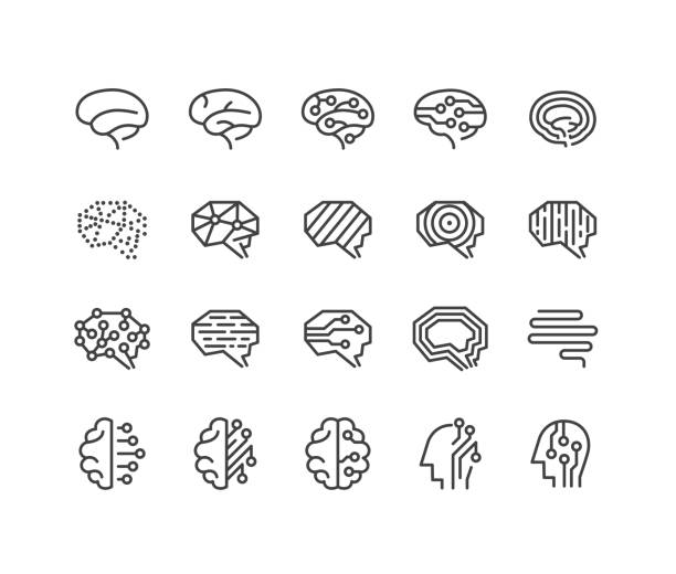 Brain Concept Icons - Classic Line Series Editable Stroke - Brain Concept - Line Icons artificial intelligence icon stock illustrations