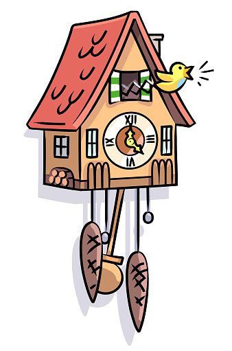 Vector illustration of a cuckoo clock isolated on white.