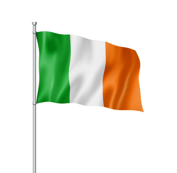 Irish flag isolated on white stock photo