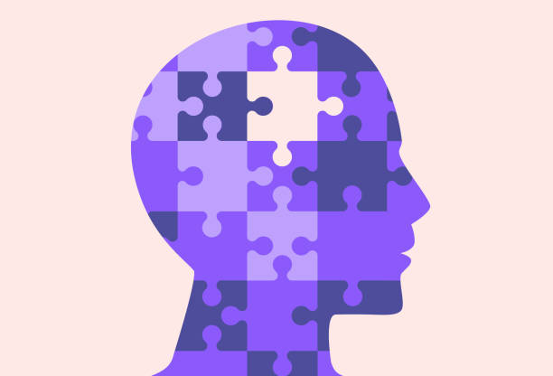 Silhouette puzzle of human head from jigsaw has a space. Illustration about people losing memory, Alzheimer, Dementia. Silhouette puzzle of human head from jigsaw has a space. Illustration about people losing memory, Alzheimer, Dementia. alzheimer's disease stock illustrations