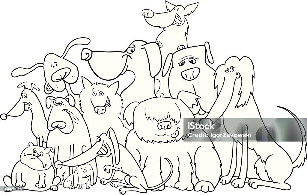 group of dogs for coloring group of dogs illustration for coloring Animal stock vector