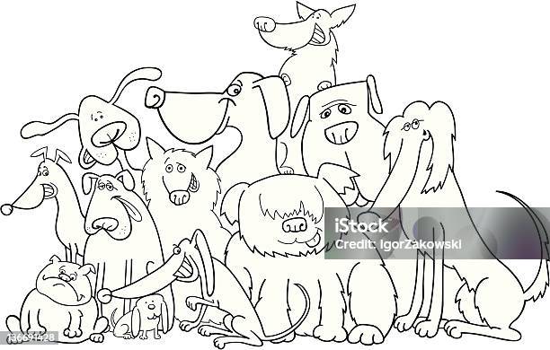 Group Of Dogs For Coloring Stock Illustration - Download Image Now - Animal, Animal Hair, Black Color