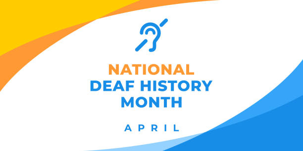 National deaf history month. Vector web banner, illustration, poster, card for social media. Text National deaf history month, april. vector art illustration