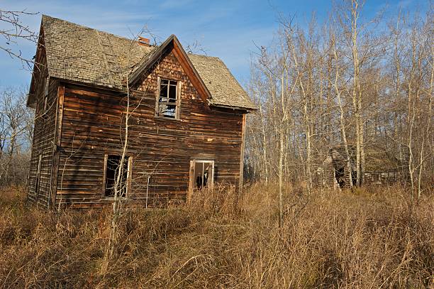 istock old abandoned house: derelict farmhouse and small shack 136691539