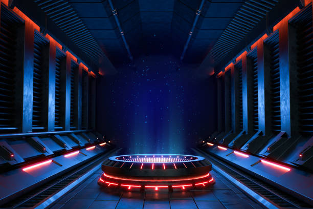 istock Abstract background, Futuristic pedestal for product presentation. 1366915821