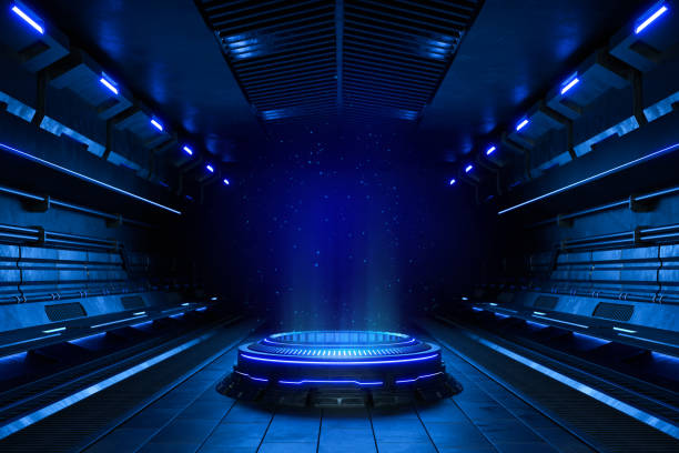 istock Abstract background, Futuristic pedestal for product presentation. 1366916540
