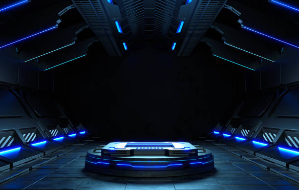 istock Abstract background, Futuristic pedestal for product presentation. 1366916821