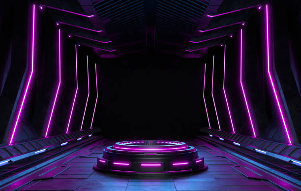 istock Abstract background, Futuristic pedestal for product presentation. 1366917617