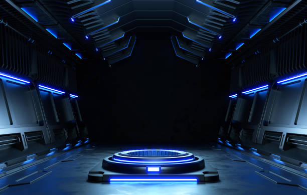 istock Abstract background, Futuristic pedestal for product presentation. 1366917681