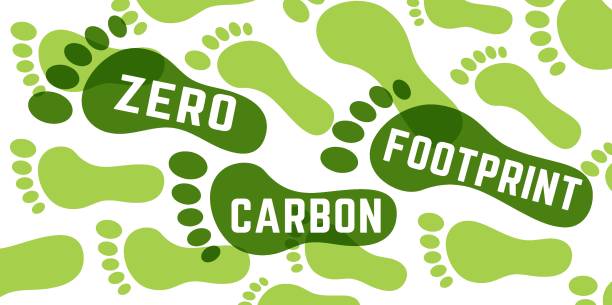 co2-fußabdruck. ökologie, konzept der globalen erwärmung. vektorillustration - recycling carbon footprint footprint sustainable resources stock-grafiken, -clipart, -cartoons und -symbole