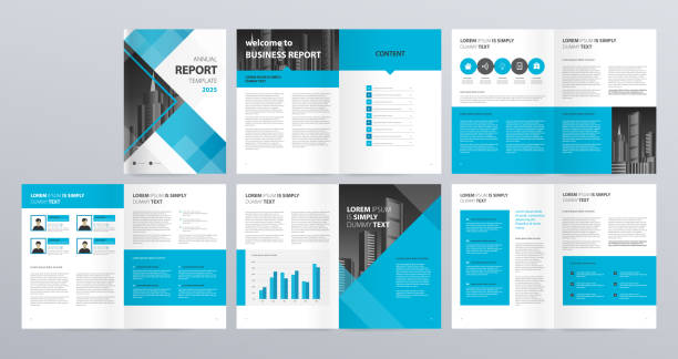 stockillustraties, clipart, cartoons en iconen met business brochures template layout design with cover page for company profile annual report flyers presentations leaflet magazine and book with a4 size scale for editable. - verkooppraatje