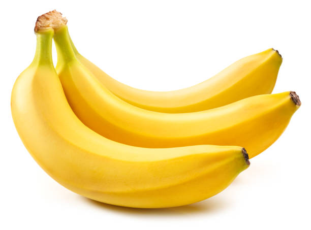 istock Three perfect ripe yellow bananas isolated on white background. 1366922903