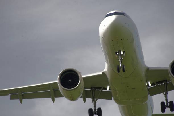 Approaching Airplane, White, Detail stock photo