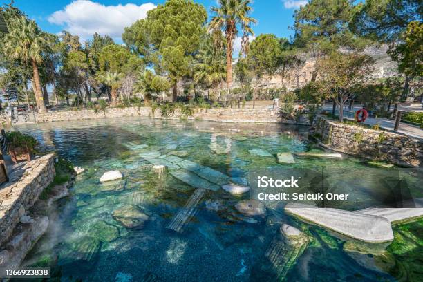 Pamukkales Antique Pool Denizli Turkey Stock Photo - Download Image Now - Pamukkale, Hierapolis, Health Spa
