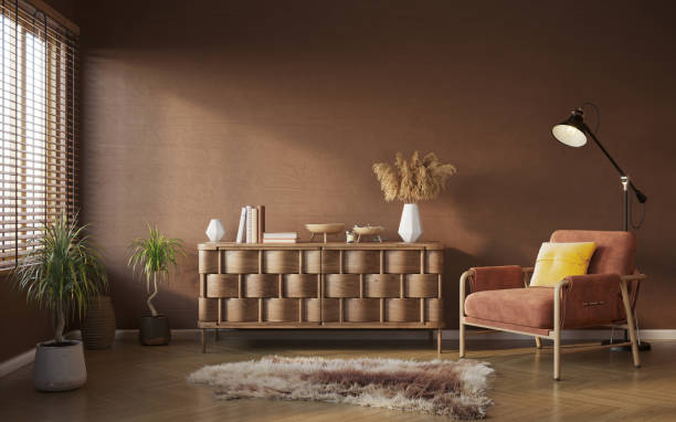 istock Living room interior compositi on wall background. Interior mockup, 3d render 1366924602