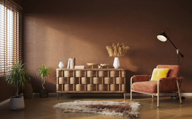 istock Living room interior compositi on wall background. Interior mockup, 3d render 1366924608