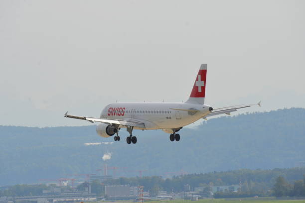 Swiss Airlines Jetliner Landing stock photo