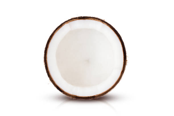 istock Half slice of coconut isolated on white background. 1366928509