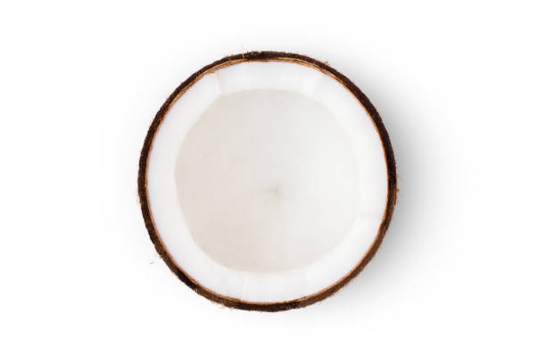 istock Half slice of coconut isolated on white background. Clipping path. Top view. 1366928511