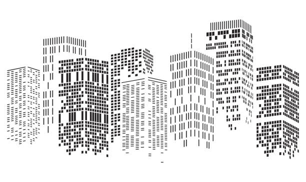 ilustrações, clipart, desenhos animados e ícones de edifícios de cena da cidade abstrata, vetor de ilustração - metropolis building