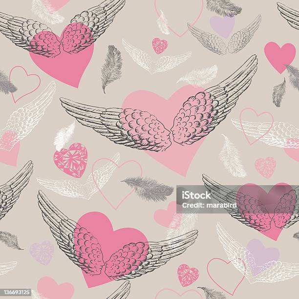 Seamless Pattern Of Wings Stock Illustration - Download Image Now - Sketch, Animal Wing, Men