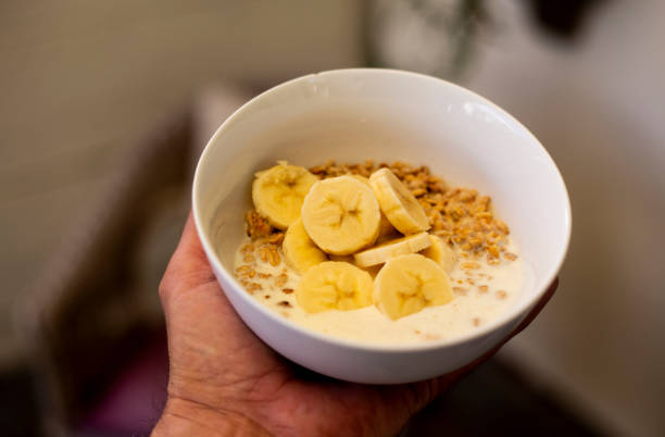 istock Breakfast muesli cereal with banana 1366931337