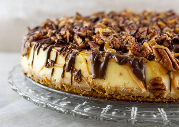 istock Side view of a Turtle cheesecake cropped in landscape format. 1366932218