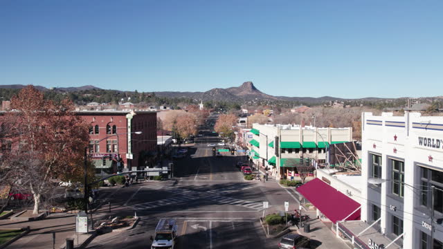 Drone View of Downtown Prescott, AZ