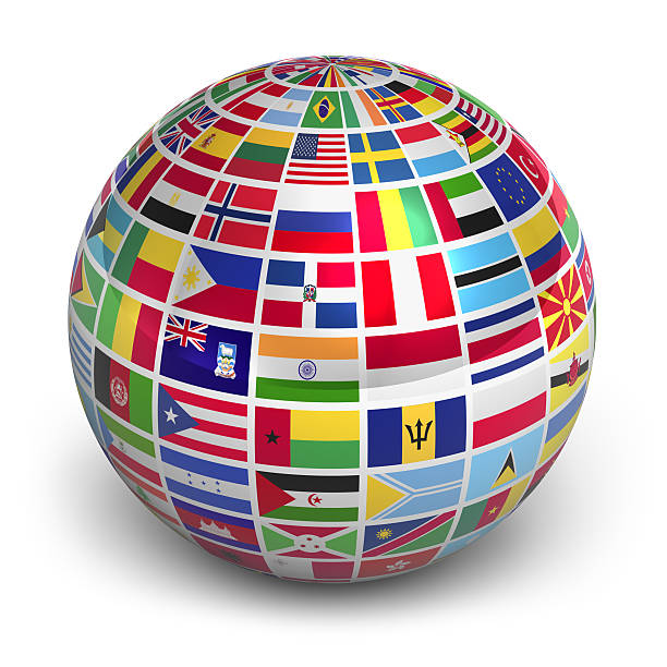 istock 3D globe made up of world flags 136693466