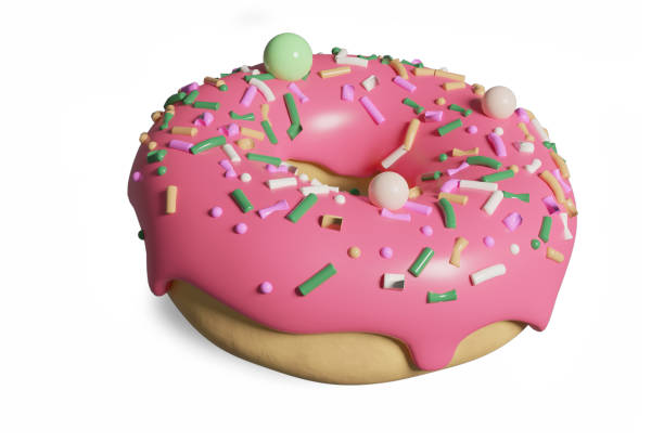 istock Isolated glazed donut or donut with sprinkles, 3d rendering. 1366936413