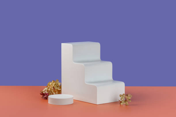 istock Abstract background with stairs and podium for product presentation. 1366938189