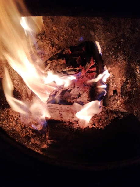 istock Fire in the oven. Fire dance. Photo. 1366942606