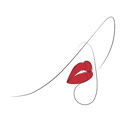 Beauty logo design, red lips, trendy art