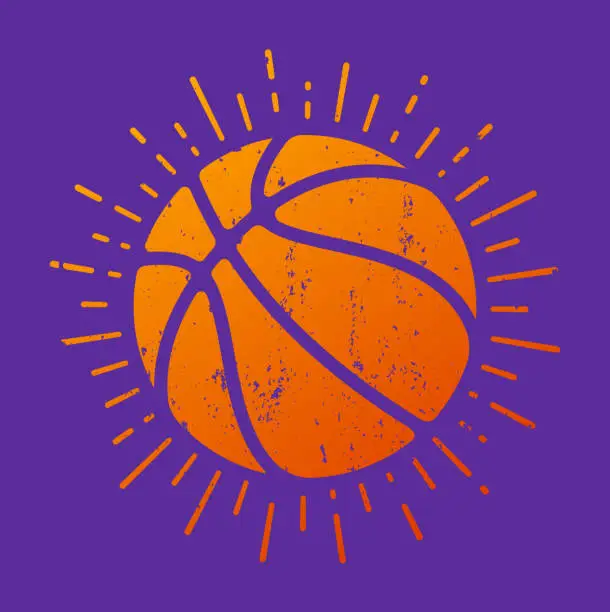 Vector illustration of Basketball Explosion Lines Out Design Element Symbol with Grunge Texture