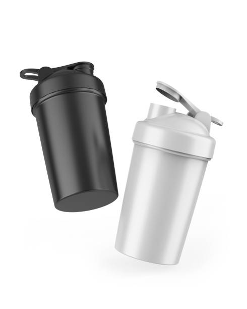 istock Blank white plastic shaker bottle with flip lid for mock up and template design. 1366945738