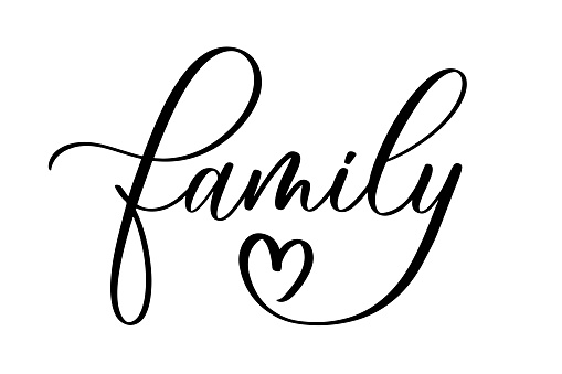 Family vector calligraphic inscription with smooth lines. Minimalistic hand lettering illustration