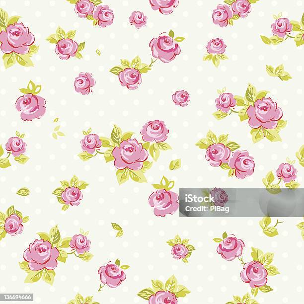 Seamless Blue And Cream Wallpaper With Pink Roses Stock Illustration - Download Image Now - Abstract, Backgrounds, Botany